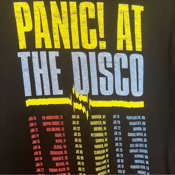 Panic! At The Disco Graphic 2016 Tour T-Shirt SZ M BLK Unisex Casual Emo Rock - Picture 3 of 8